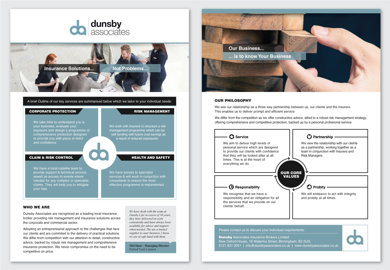 Flyer Design by Mothy for Dunsby Associates Insurance Bokers Ltd | Design #14660970