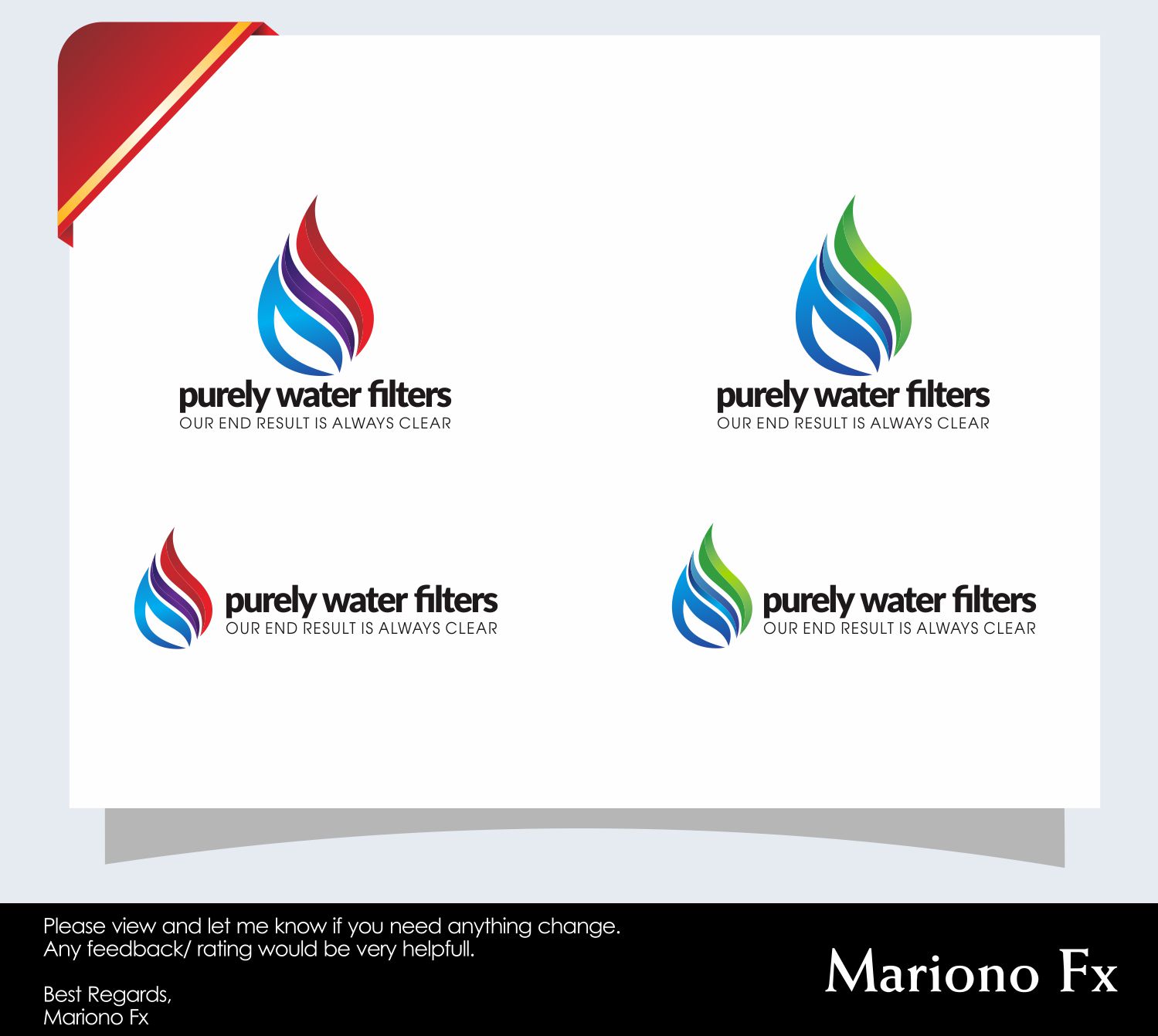 Logo Design by Mariono Fx for Purely Water Filters | Design #14604056