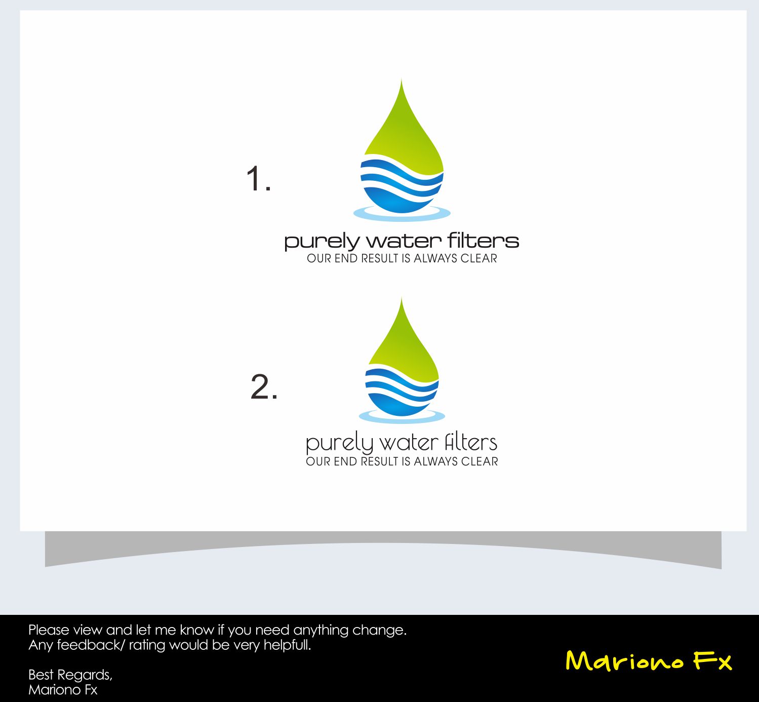 Logo Design by Mariono Fx for Purely Water Filters | Design #14683659