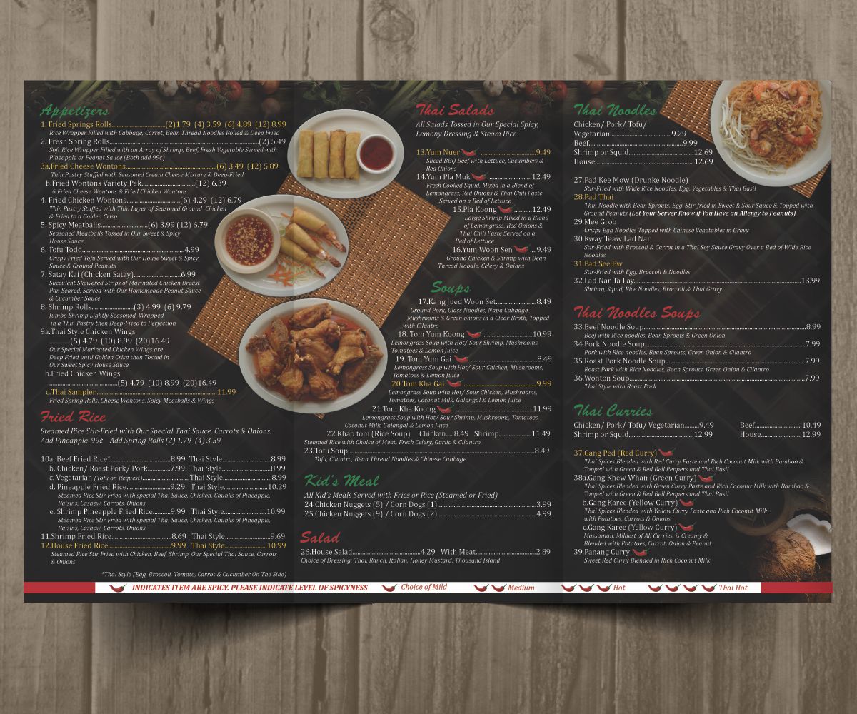 Menu Design by Cut and Glue for Thai Chili, LLC | Design #14644834