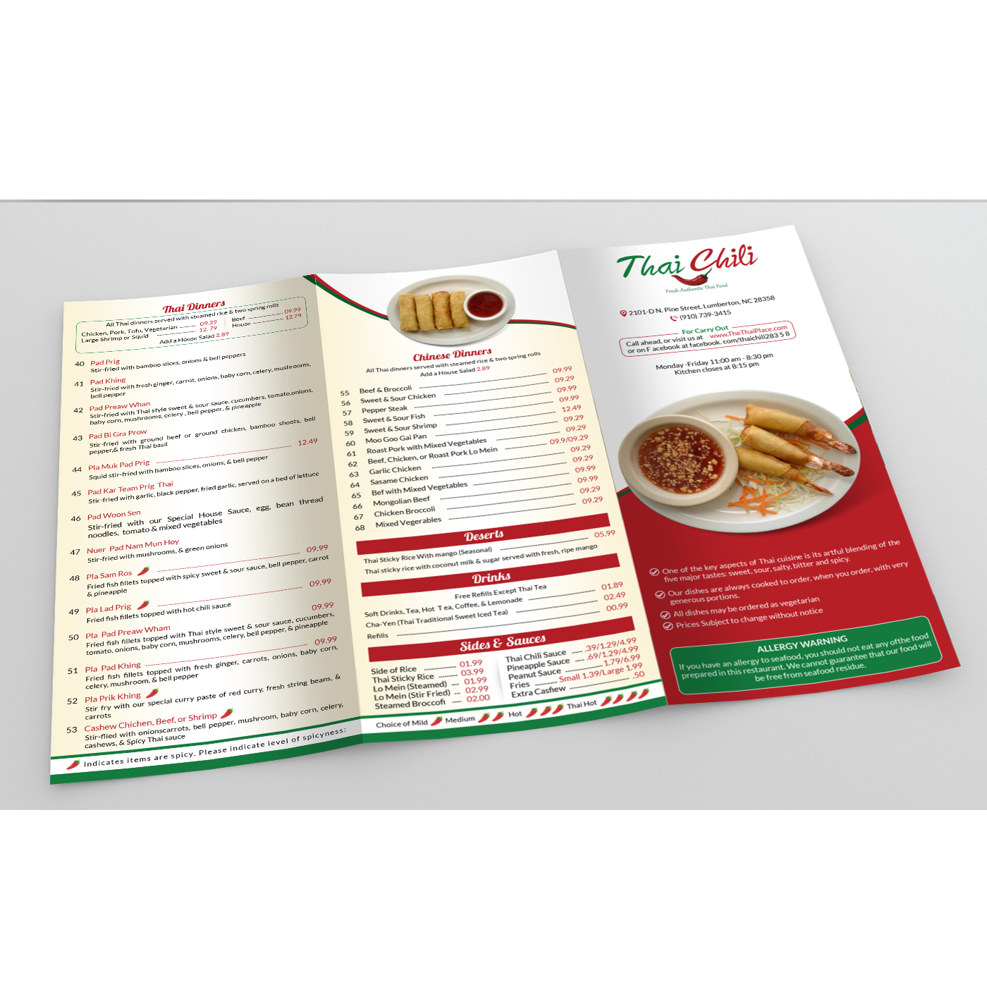 Menu Design by debdesign for Thai Chili, LLC | Design #14735208