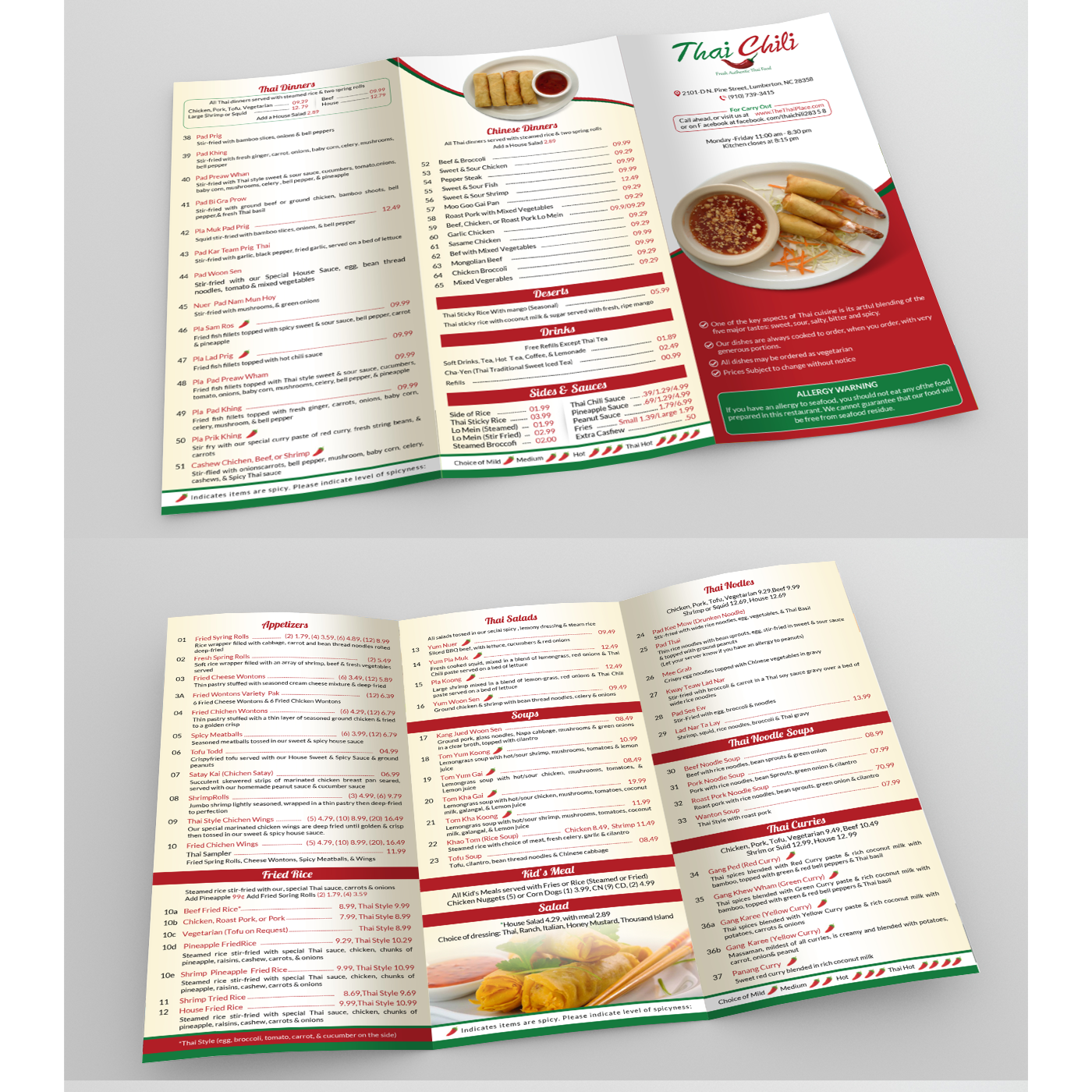Menu Design by debdesign for Thai Chili, LLC | Design #14742796