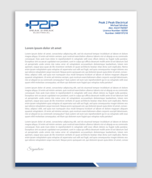 Letterhead Design by AbyJohns for Peak 2 Peak Electrical  | Design: #14621885