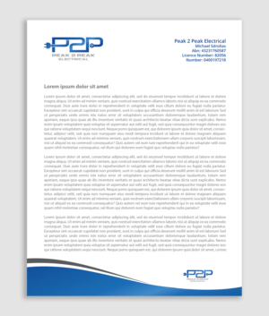 Letterhead Design by AbyJohns for Peak 2 Peak Electrical  | Design: #14621886