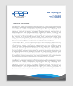 Letterhead Design by AbyJohns for Peak 2 Peak Electrical  | Design: #14621888