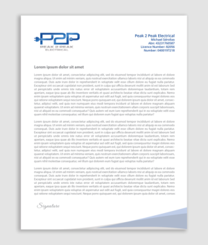 Letterhead Design by AbyJohns for Peak 2 Peak Electrical  | Design: #14621889