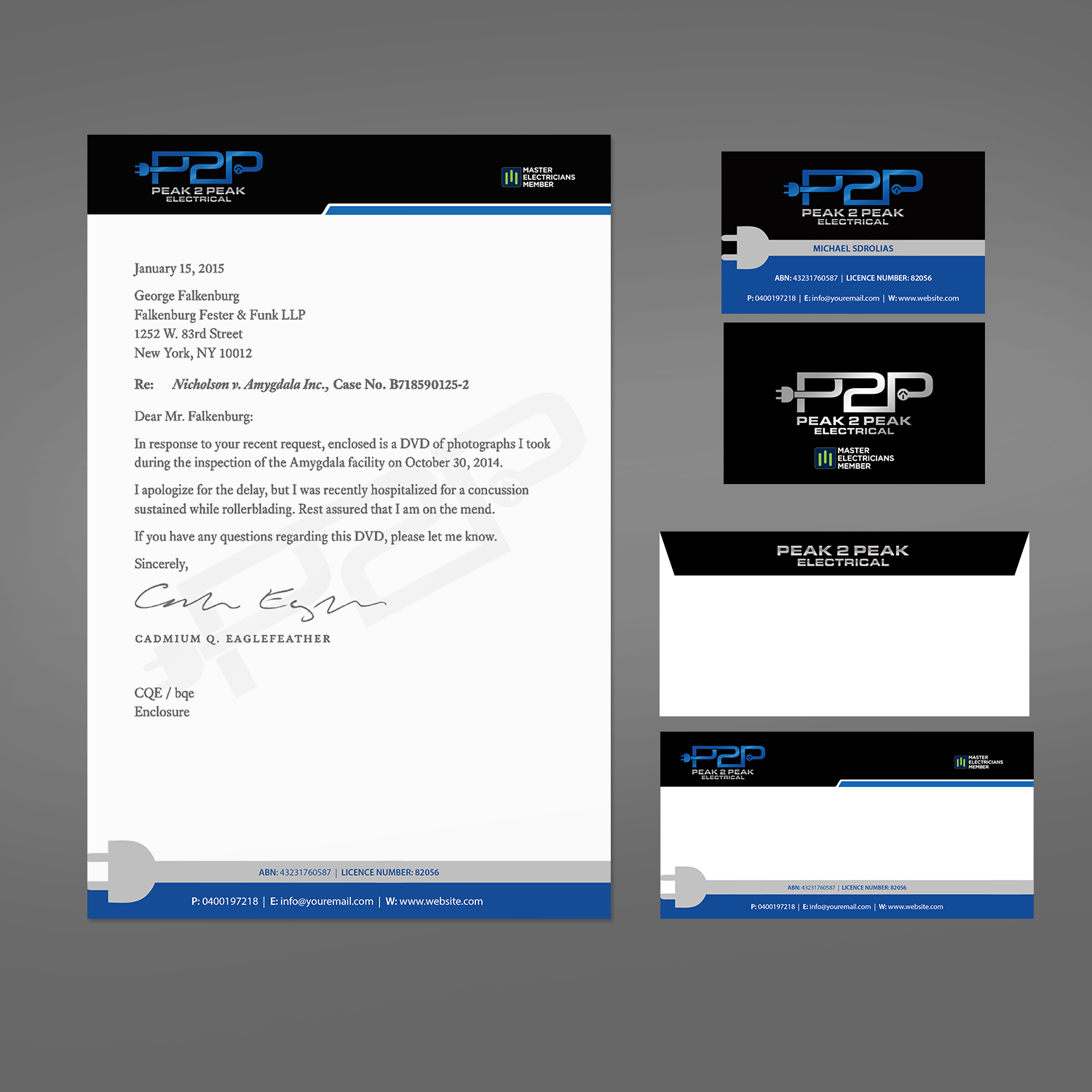 Letterhead Design by Creations Box 2015 for Peak 2 Peak Electrical  | Design #14720077