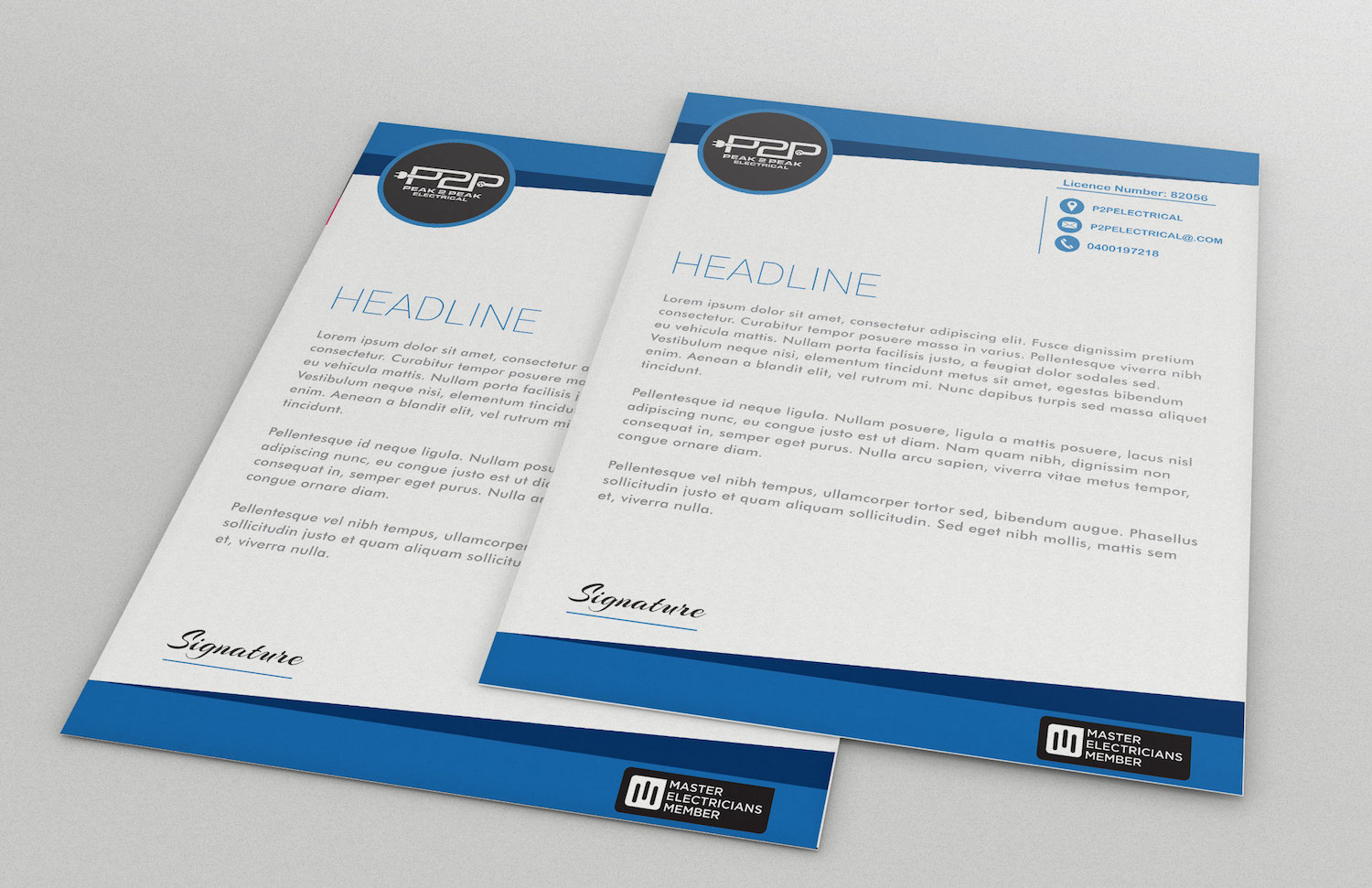 Letterhead Design by Bhairav for Peak 2 Peak Electrical  | Design #14708757