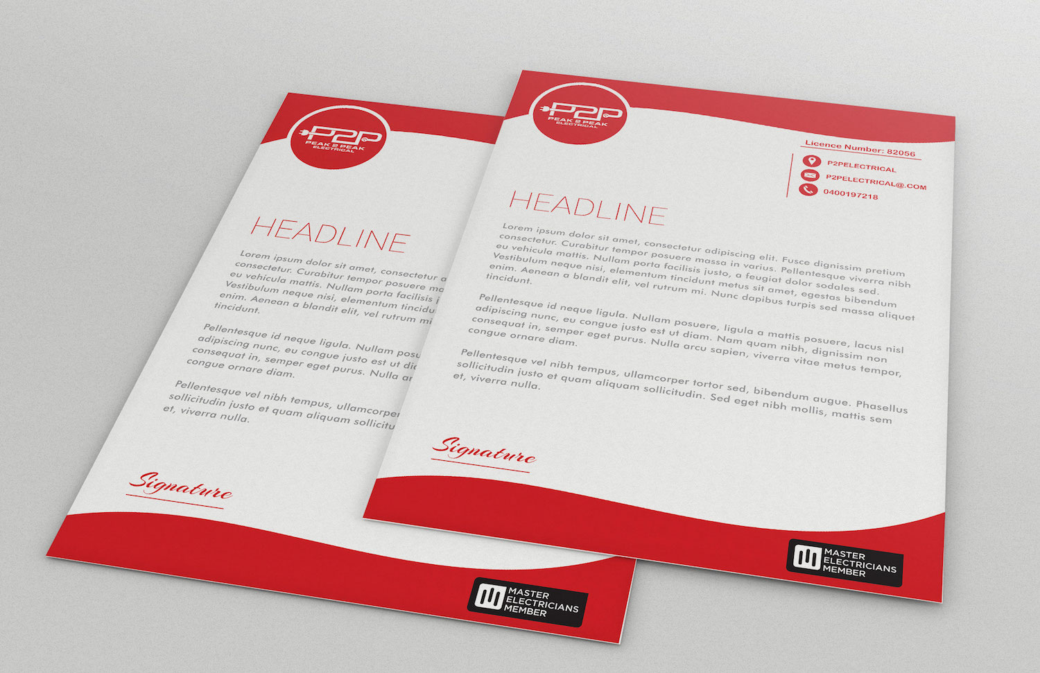 Letterhead Design by Bhairav for Peak 2 Peak Electrical  | Design #14708763