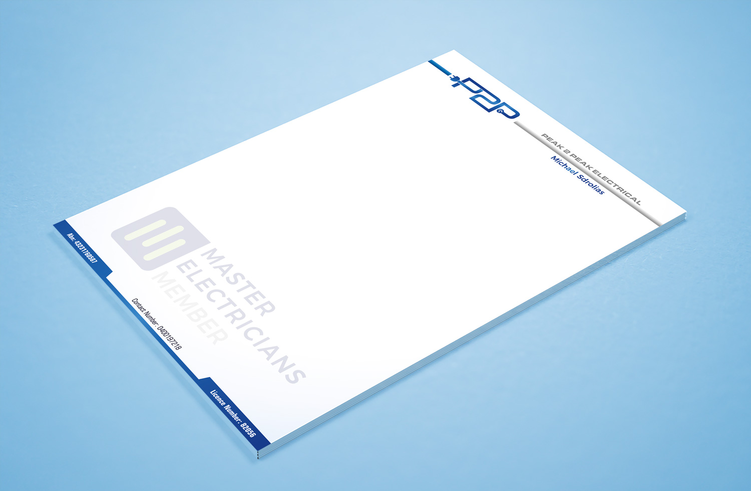 Letterhead Design by Petter Goms for Peak 2 Peak Electrical  | Design #14626276