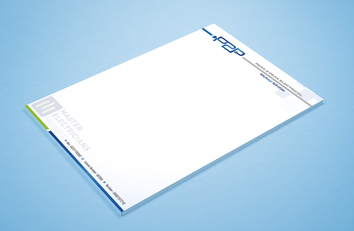 Letterhead Design by Petter Goms for Peak 2 Peak Electrical  | Design #14626290