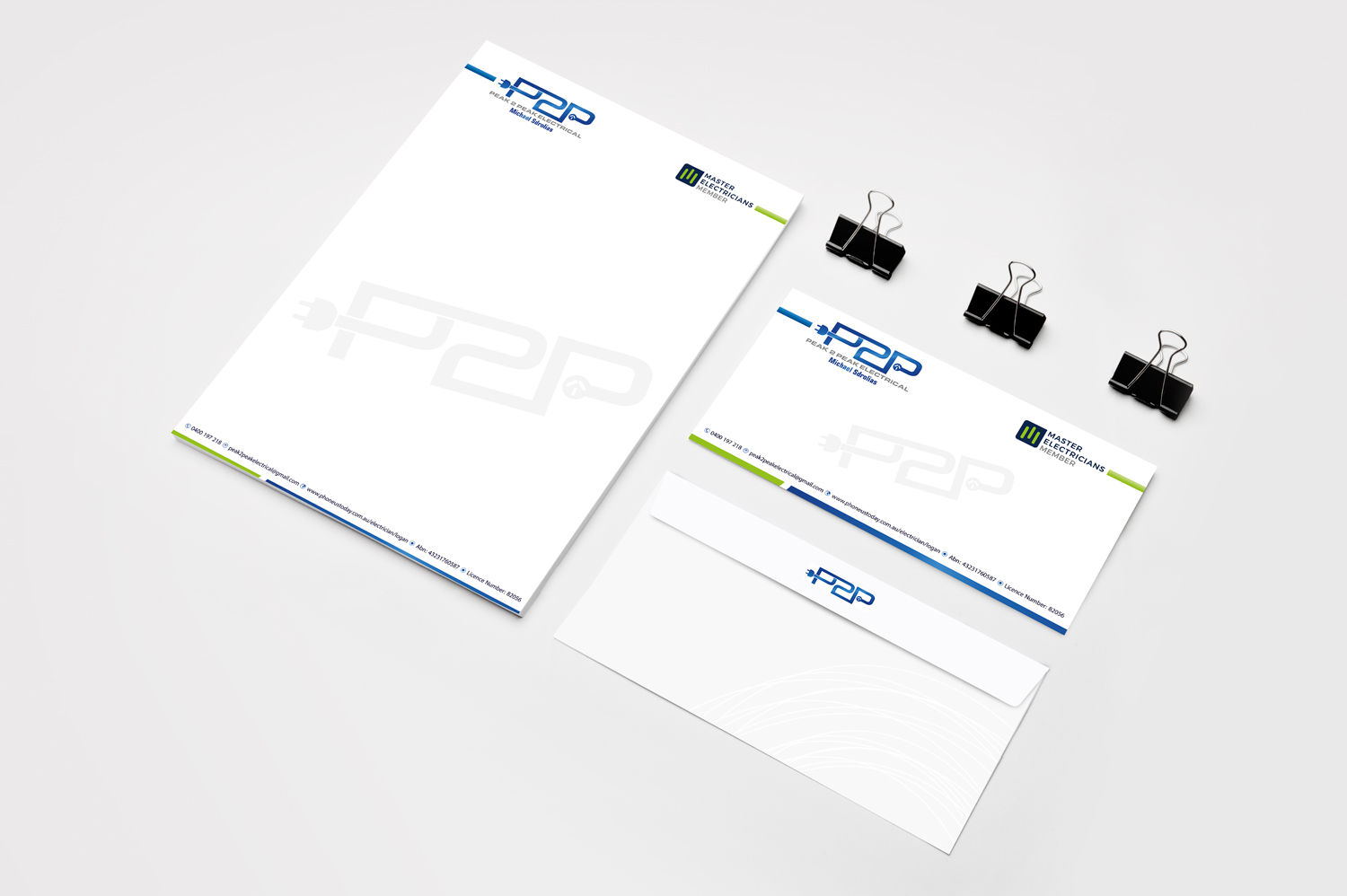 Letterhead Design by Petter Goms for Peak 2 Peak Electrical  | Design #14653319