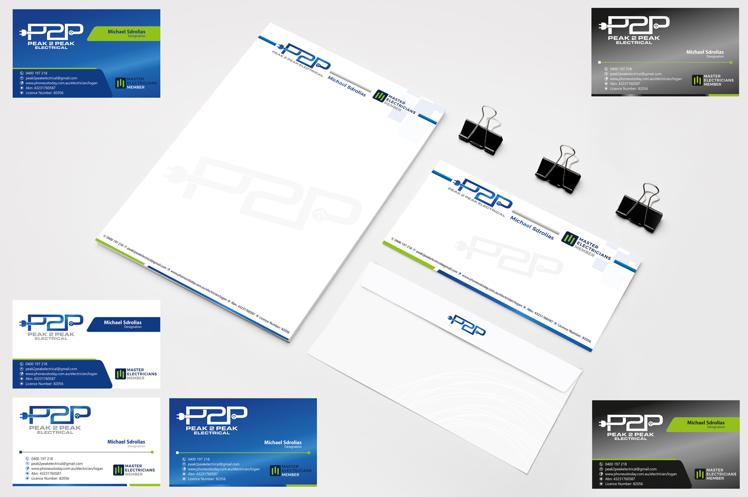 Diseño de Membrete por Petter Goms para Peak 2 Peak Electrical  | Diseño #14678010