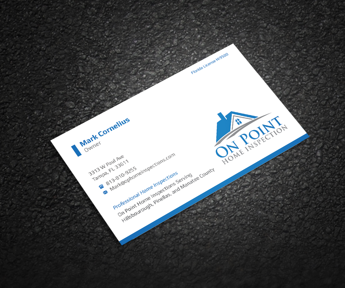 Business Card Design by Graphic Flame for On Point Home Inspection  | Design #14653059