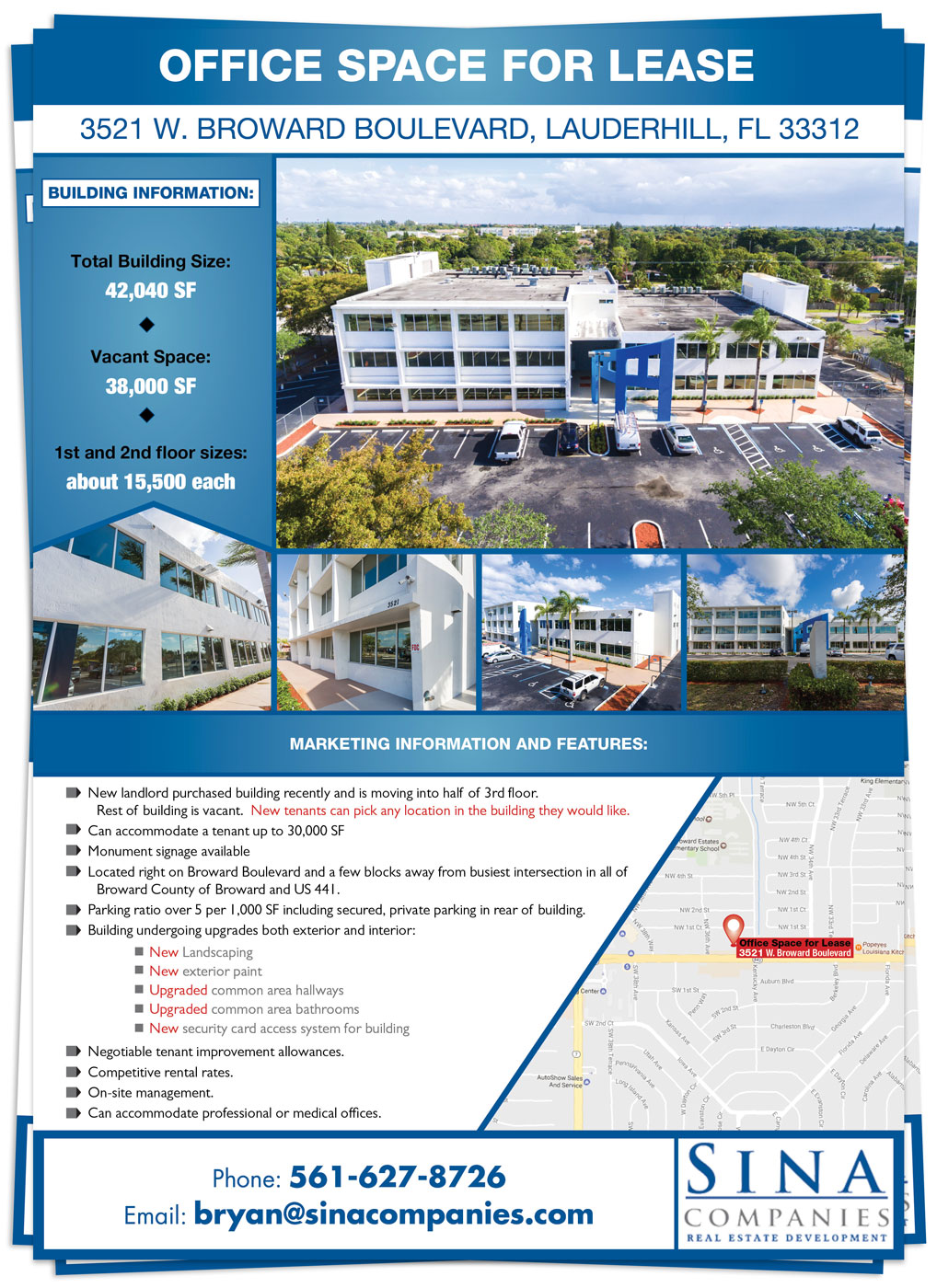 serious professional real estate flyer design for sina companies office space for lease flyer
