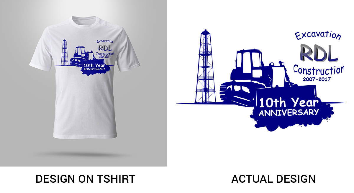 T-shirt Design by Slant Line Media for RDL Excavation & Construction, LLC | Design #14756365