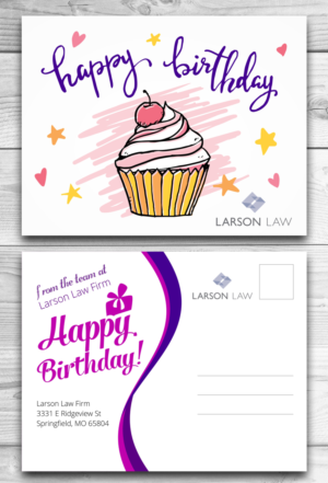 Happy Birthday Postcard for law firm for existing clients | Postcard Design by OwnDesign