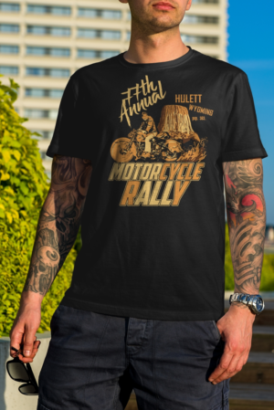 77th Annual Motorcycle Rally Shirt for a Bar- Devils Tower Wyoming- | Diseño de Camiseta por Kero