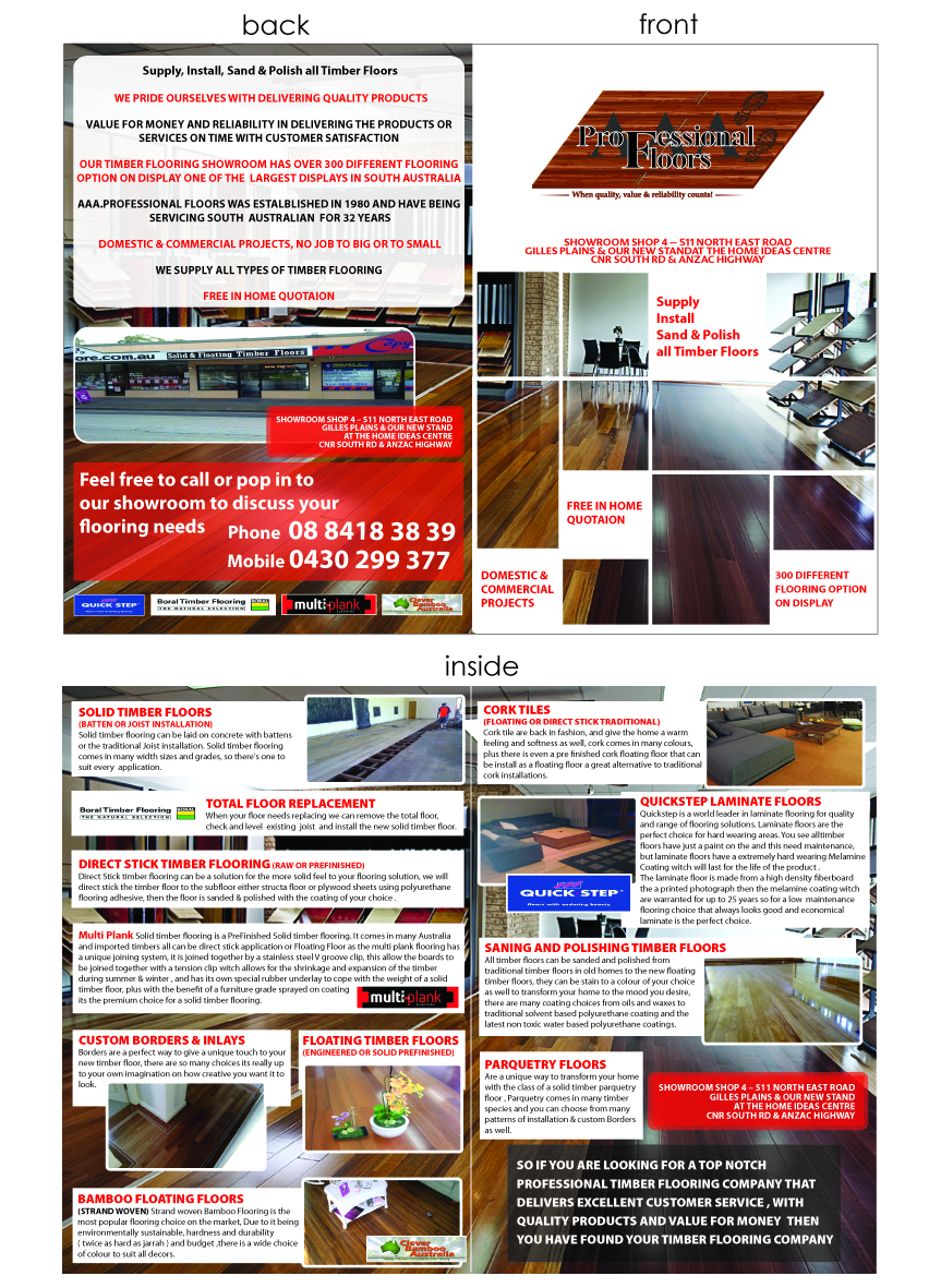 Brochure Design by DAStudioDesigns for AAA.Professional Floors | Design #570982