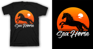 Silhouette horse beach ombre sunset scene 'Sea Horse