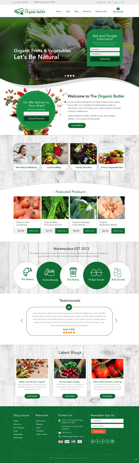 Web Design by pb for Jones-Naicovi Family Trust t/a The Organic Butler | Design #14724025