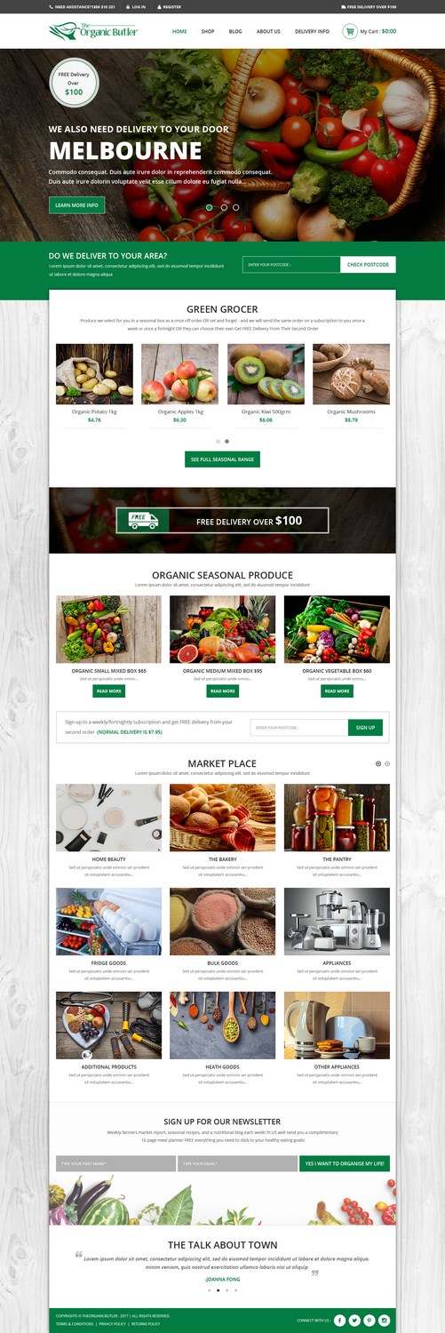 Web Design par pb pour Jones-Naicovi Family Trust t/a The Organic Butler | Design #14766834