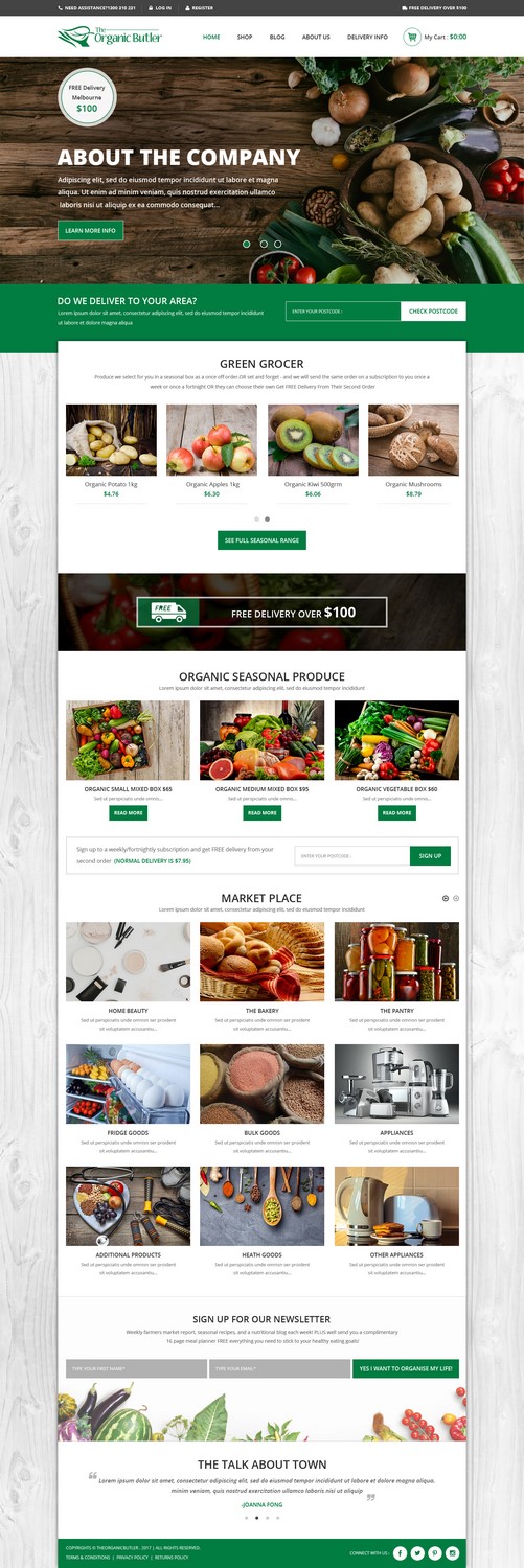Web Design by pb for Jones-Naicovi Family Trust t/a The Organic Butler | Design #14789535