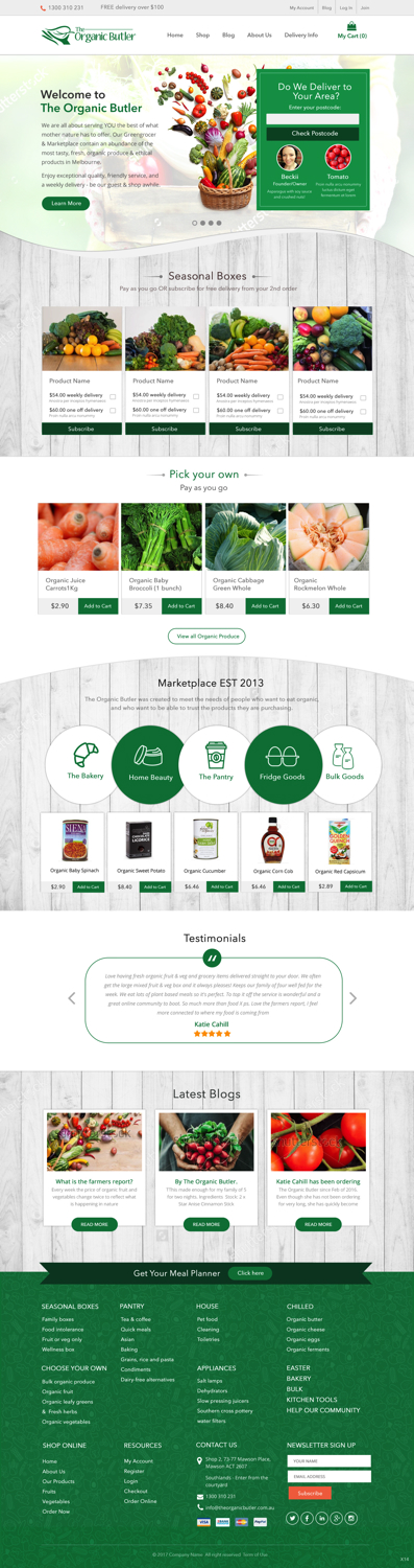 Web Design par pb pour Jones-Naicovi Family Trust t/a The Organic Butler | Design #15001455