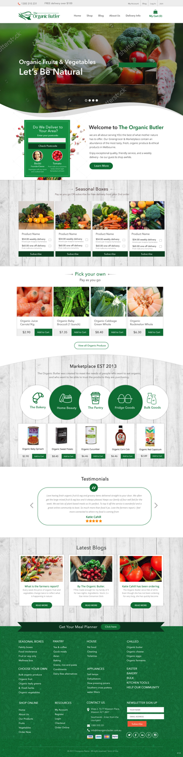 Web Design par pb pour Jones-Naicovi Family Trust t/a The Organic Butler | Design #15001456