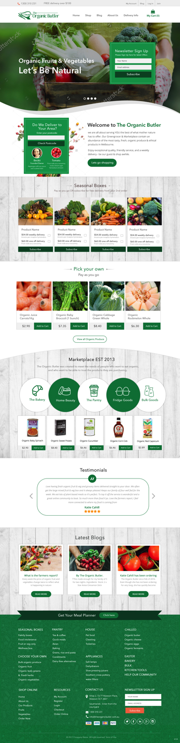 Web Design par pb pour Jones-Naicovi Family Trust t/a The Organic Butler | Design #15004370