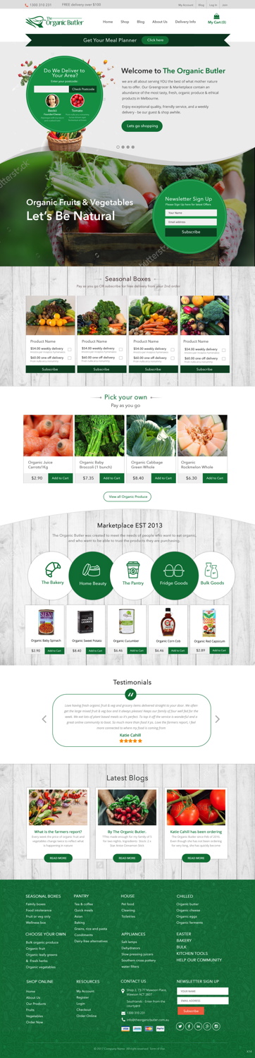 Web Design by pb for Jones-Naicovi Family Trust t/a The Organic Butler | Design #15032528