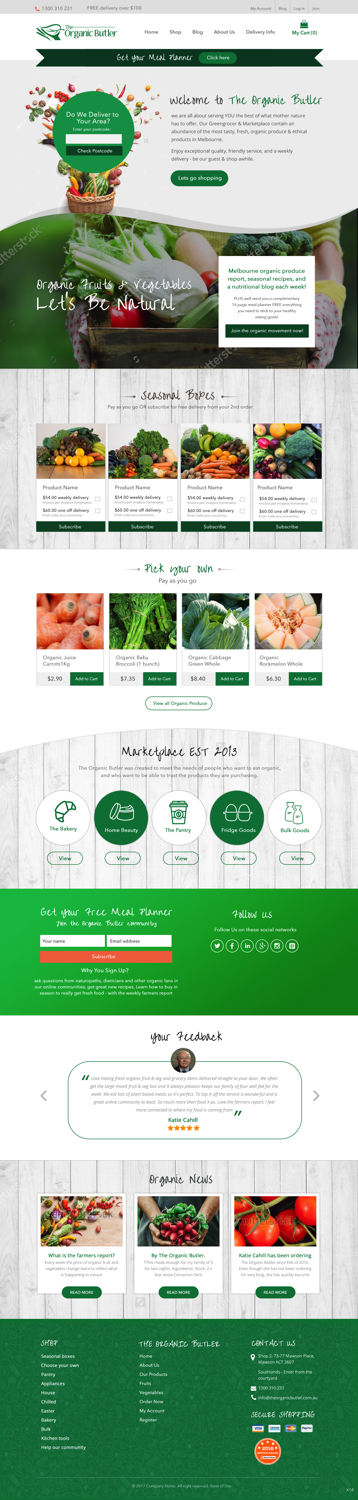 Web Design par pb pour Jones-Naicovi Family Trust t/a The Organic Butler | Design #15391782