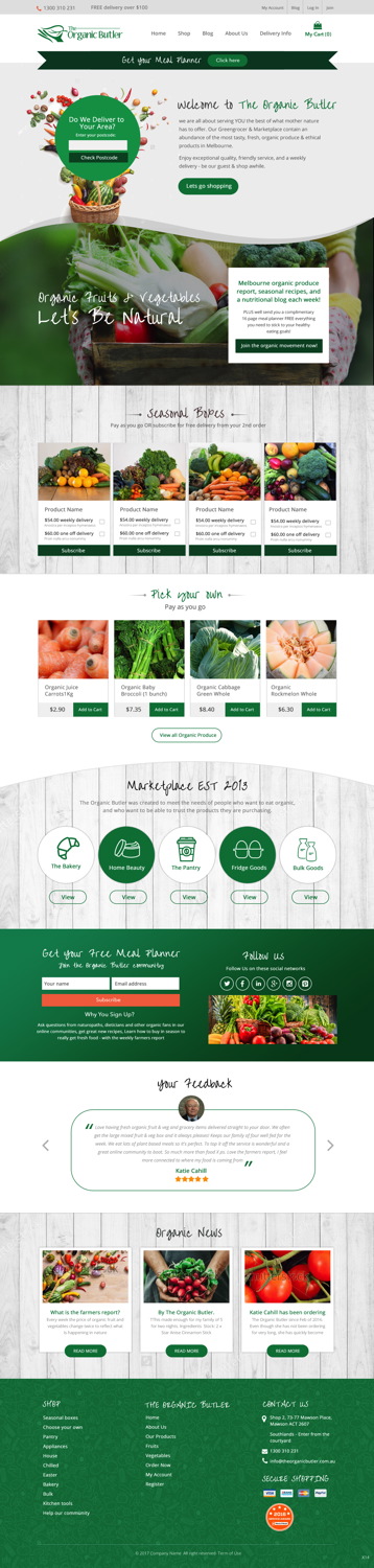 Web Design par pb pour Jones-Naicovi Family Trust t/a The Organic Butler | Design #15429941