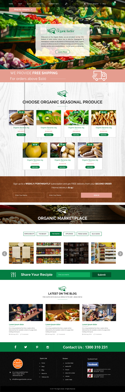 Web Design by Dream Logo Design for Jones-Naicovi Family Trust t/a The Organic Butler | Design #14789767