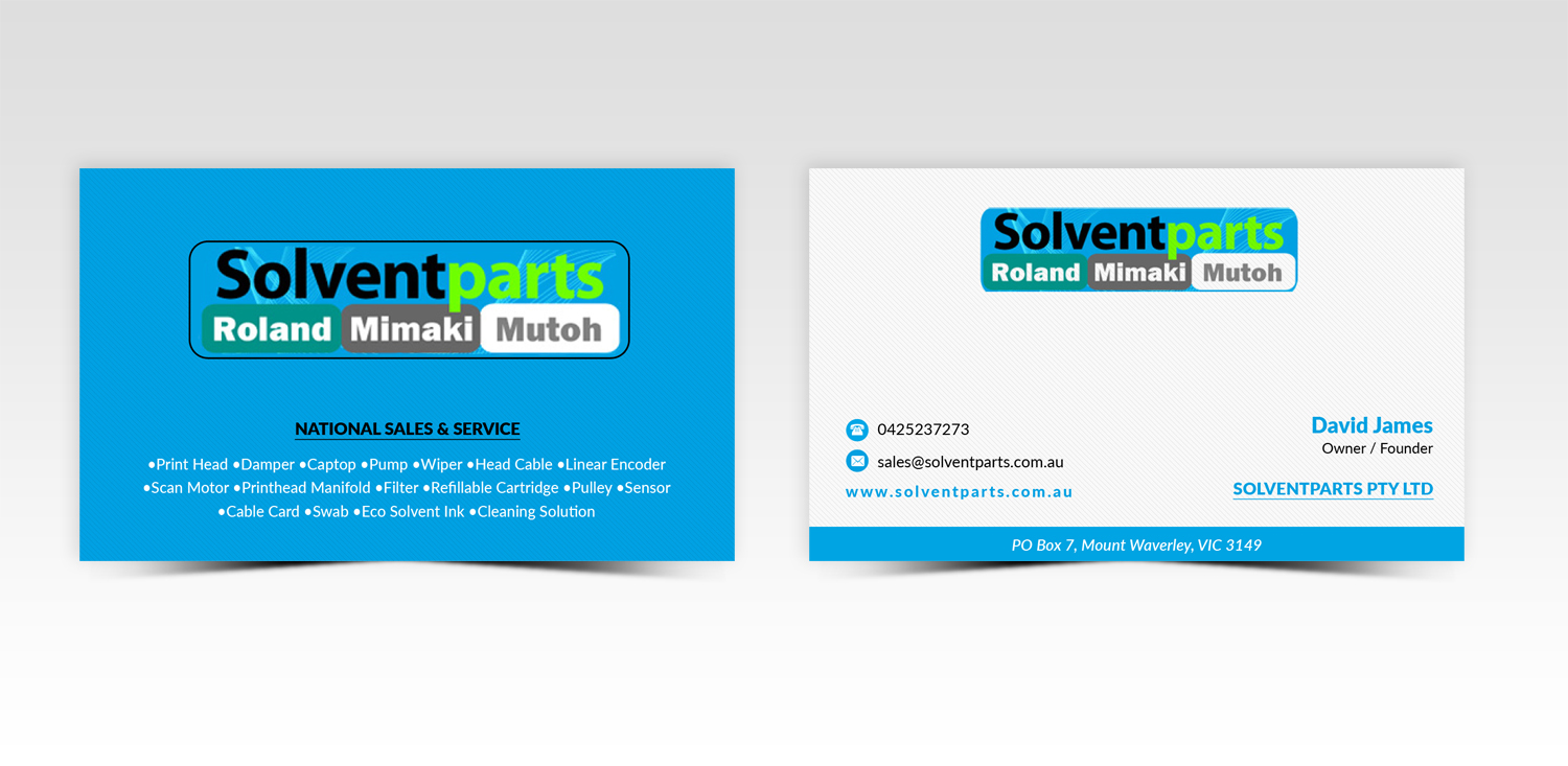 Business Card Design by Pointless Pixels India for SOLVENTPARTS | Design #14721552