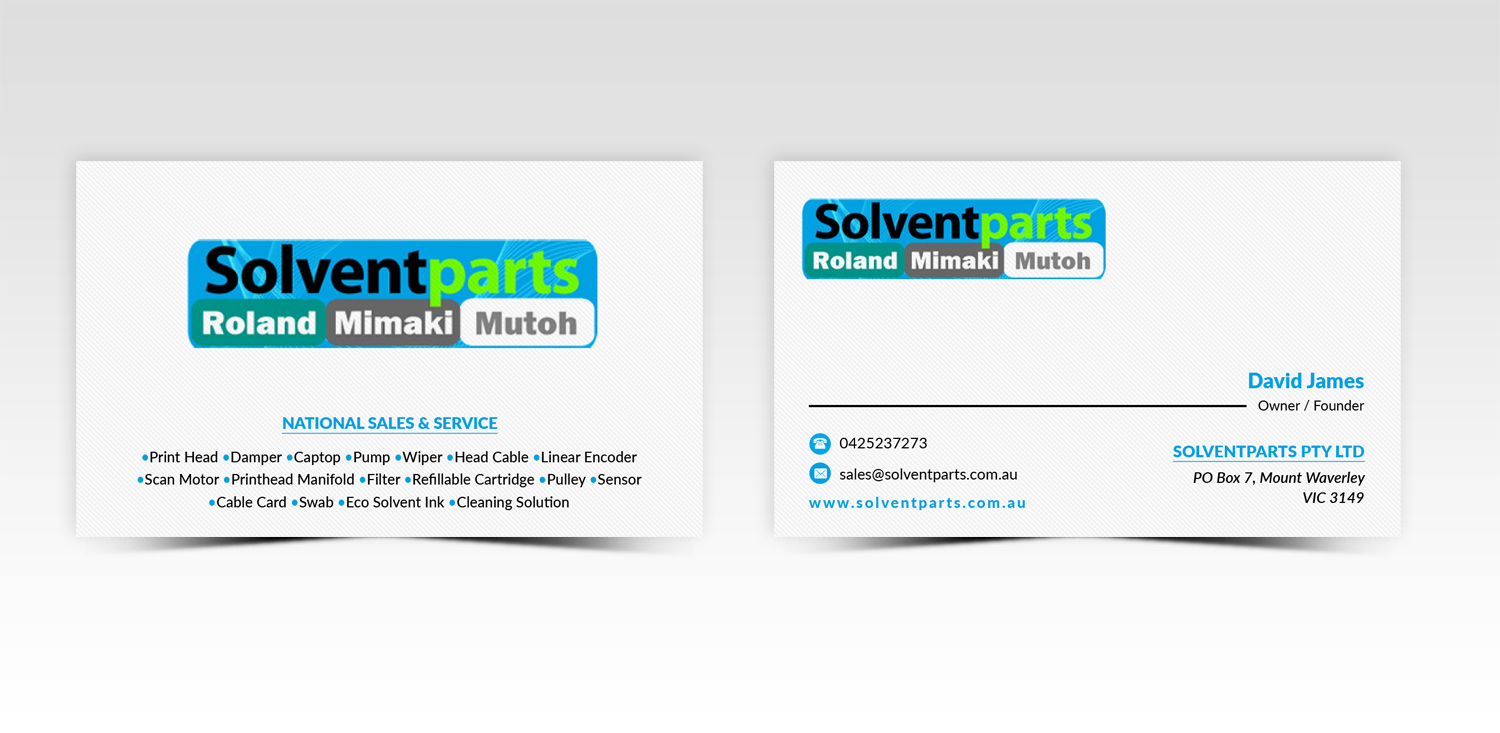 Visitenkarten-Design von Pointless Pixels India für SOLVENTPARTS | Design #14721554