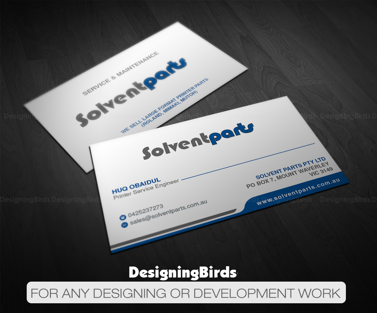 Business Card Design by Designing Birds for SOLVENTPARTS | Design #14717953