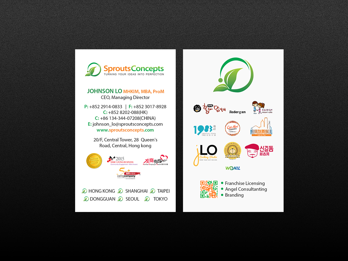 Visitenkarten-Design von Creations Box 2015 für Sprouts Concepts International Company Limited | Design #14763381