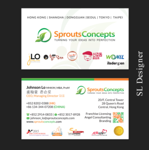 Visitenkarten-Design von SL Designer für Sprouts Concepts International Company Limited | Design: #14713646