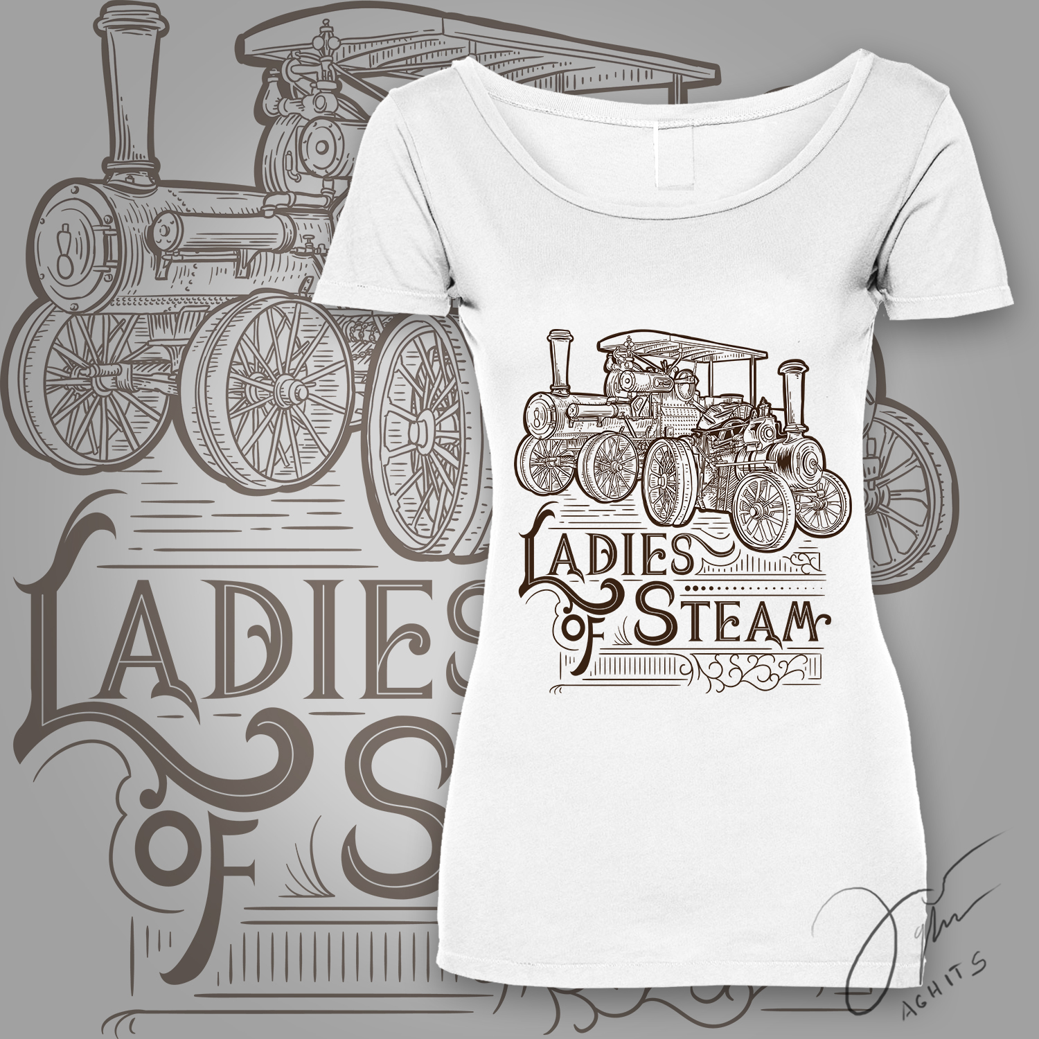 T-shirt Design by aghits for Ladies of Steam  | Design #14817320
