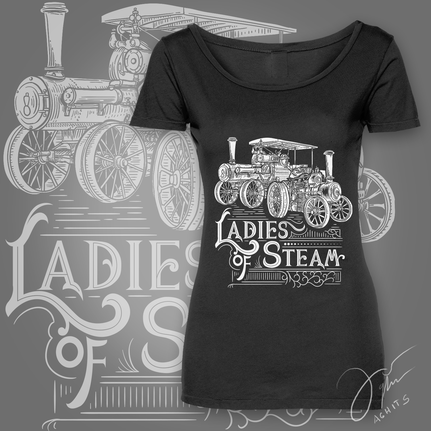 T-shirt Design by aghits for Ladies of Steam  | Design #14817321