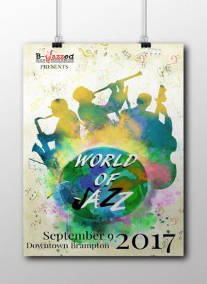 B-Jazzed Presents World of Jazz - festival poster for Marketing & Advertising in print & digitally | Poster Design by Marta van Eck
