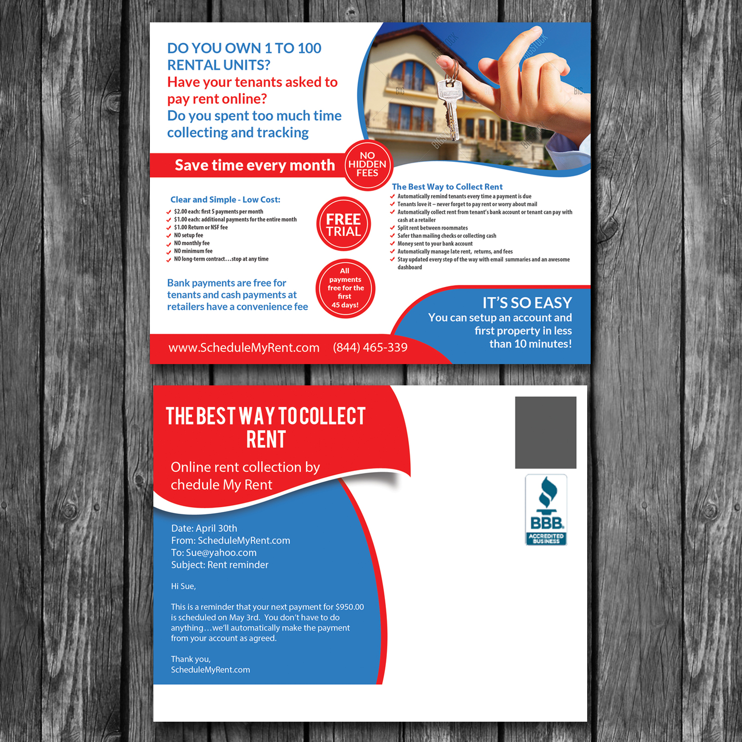 Design de Carte Postale par creative.bugs pour ScheduleMyRent, Inc. | Design #14755292