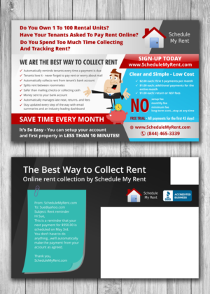 Jumbo postcard for Landlord/Tenant reminder and payment service | Postcard Design by ecorokerz