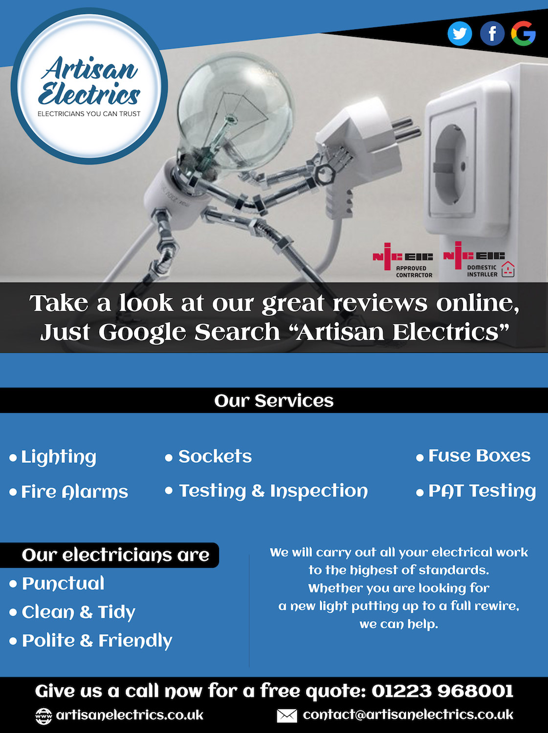 Diseño de Flyer por Bhairav para Artisan Electrics | Diseño #14764265