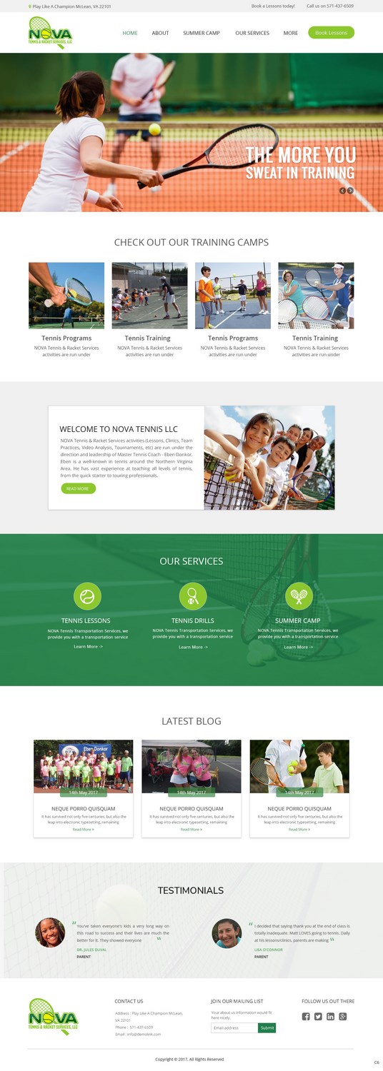 Diseño Web por pb para NOVA Tennis & Racket Services, LLC. | Diseño #14756593