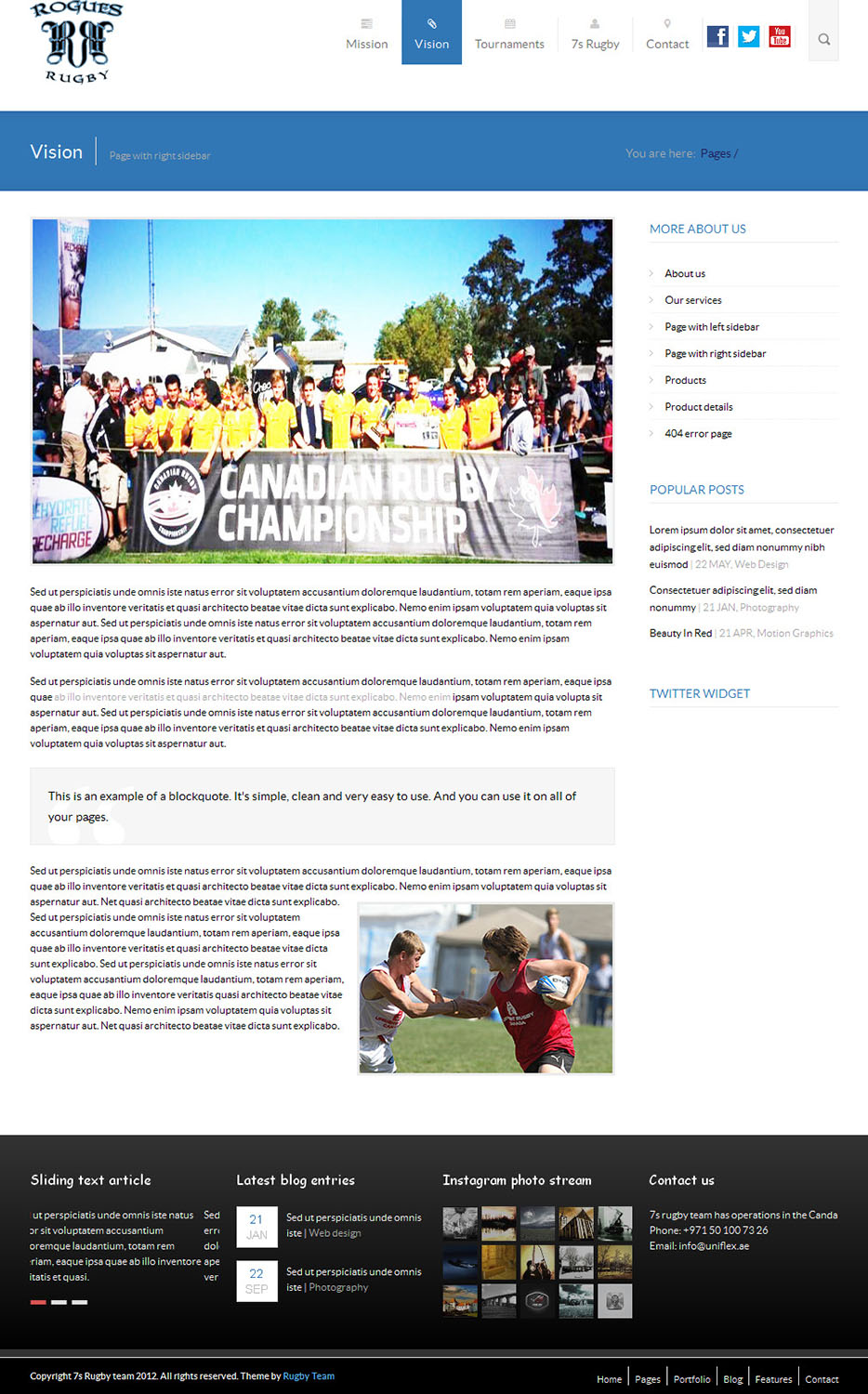 Web Design by tarek_cs for Upright Rugby Canada | Design #2910037