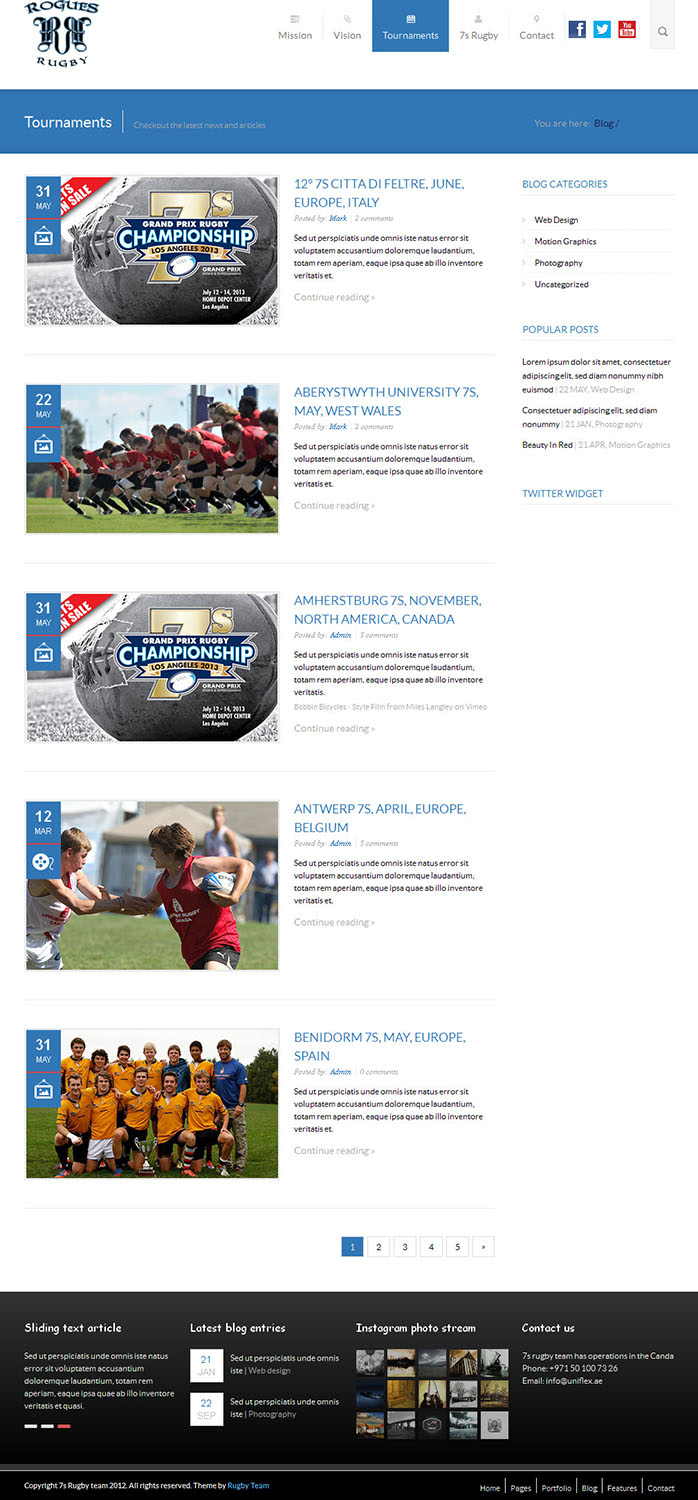Web Design par tarek_cs pour Upright Rugby Canada | Design #2910362
