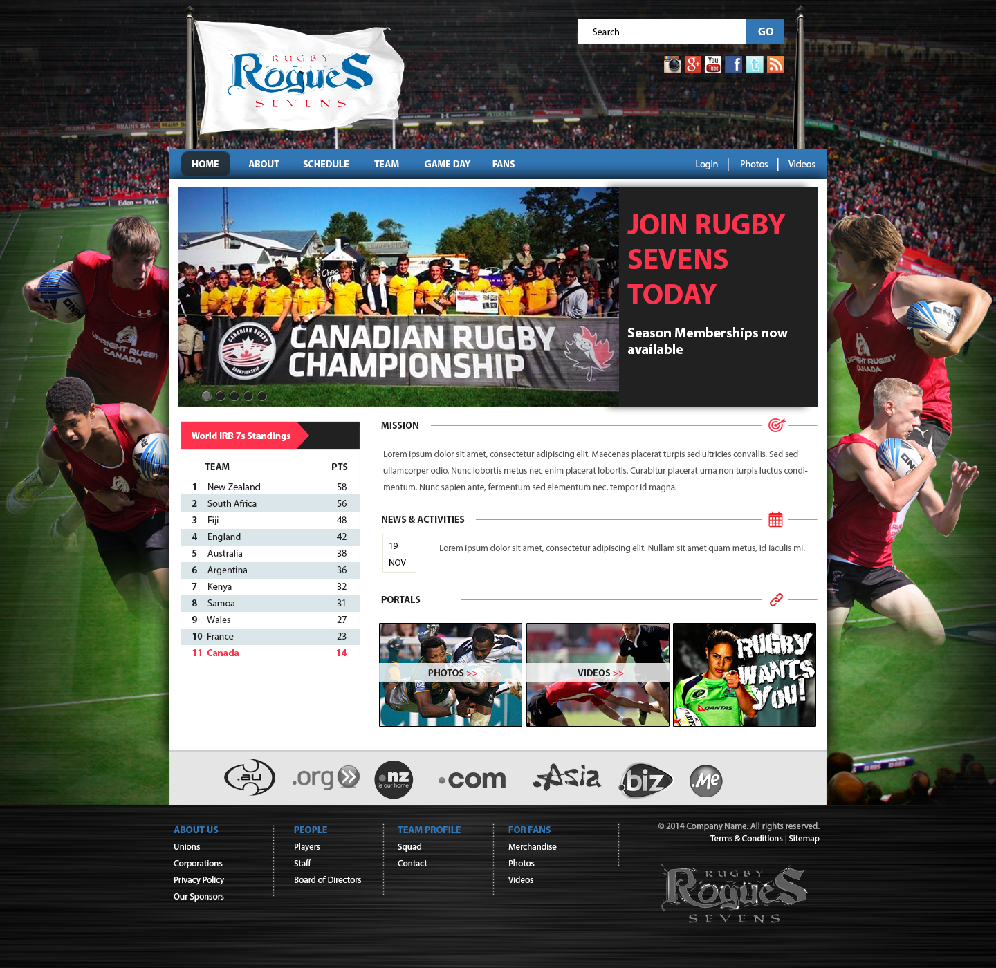 Web Design par Cruz Folmli pour Upright Rugby Canada | Design #2961677