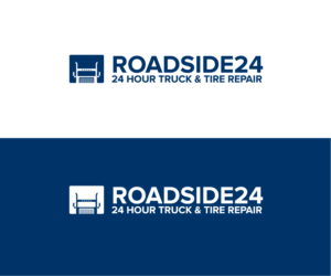 Roadside24 (1st line); 24-Hour Truck & Tire Repair (tag line) | Logo Design by bluejet